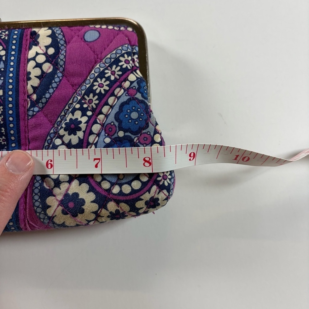 Vera Bradley Quilted Kisslock Wallet Clutch Purple Blue - Picture 8 of 9